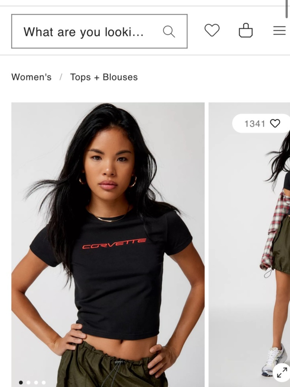 Urban Outfitters Black Crop Tee with Red 'Corvette' Logo